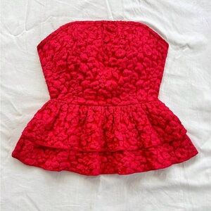 Women’s Ladies Casual Jacquard Tie Backless Peplum Tube Top